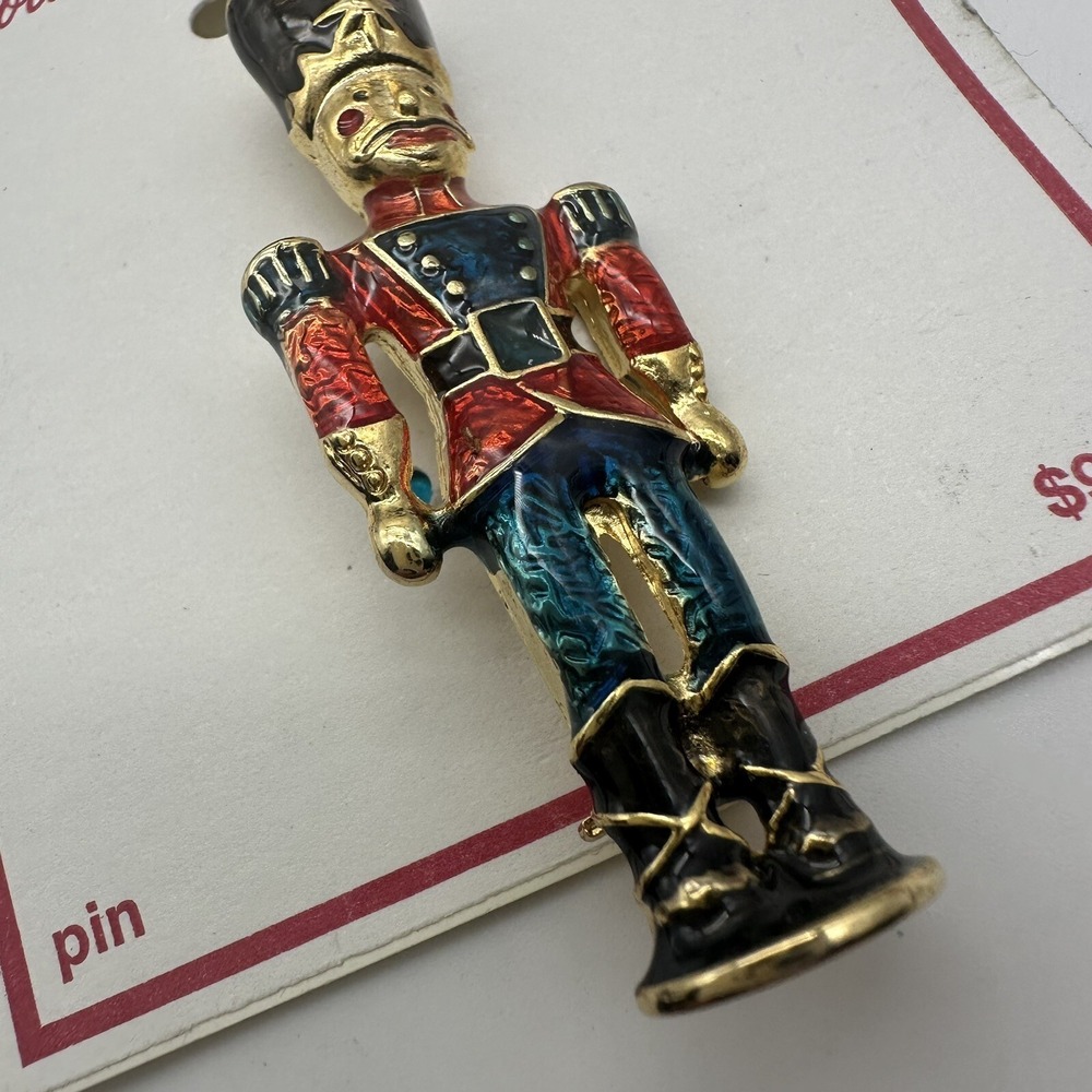 2.5" VTG c1980's CHRISTOPHER RADKO TOY‎ SOLDIER/ NUTCRACKER CHRISTMAS BROOCH PIN